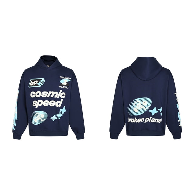 Sweat à Capuche Planète Cassé Tendance Américaine Imprimé Amusant de Rue plus Velours design Ample