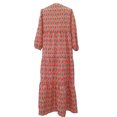 thumbnail image 4 of RYDCOT Summer Boho Maxi Dresses for Women 2024 Loose Fit Casual V Neck Half Puff Sleeve Floral Geometric Ruffle Flowy Long Dresses Clearance Red, 4 of 6