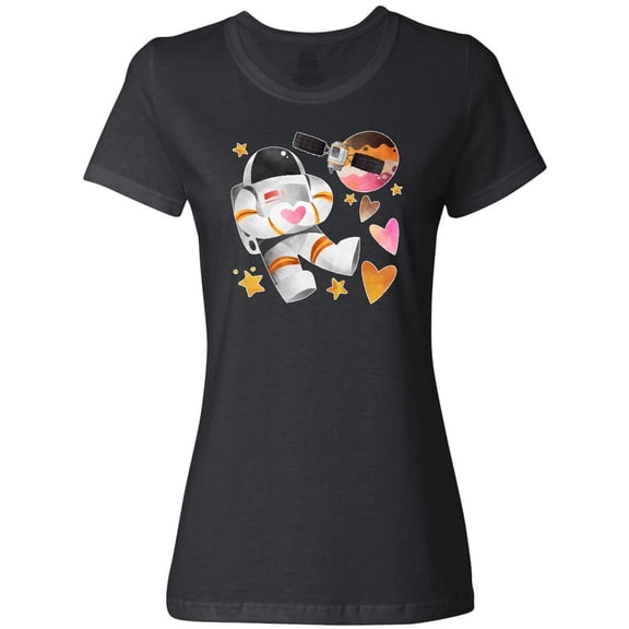 Inktastic Astronaut Valentine Outer Space Hearts Women's T-Shirt