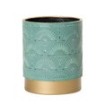thumbnail image 2 of Boho Metal Waste Basket With Gold Base - Blue-Green - 10"H x 8"W, 2 of 4