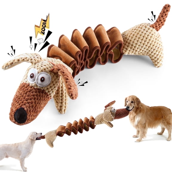 Dog Toys for Aggressive Chewers, Durable Squeaky Plush Tug Toy for Tug of War, Interactive Chew Toy for Medium Large Dogs, Keeps Dogs Busy & Relieves Anxiety