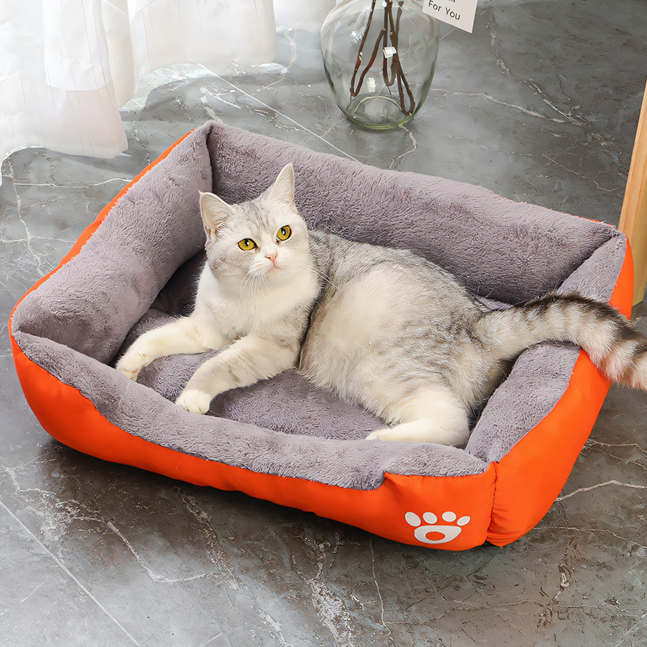 AUQ Dog Beds & Furniture,Short Plush Fabric Dog Beds,Camping Dog Bed,Black2,31.50*23.62in