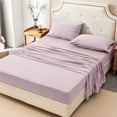 thumbnail image 5 of PURE ERA 100% Cotton Jersey Knit 4pc Extra Deep Pocket Queen Sheet Set Super Soft Fits Mattress Up to 20" (Queen,Solid Sakura Pink ), 5 of 6