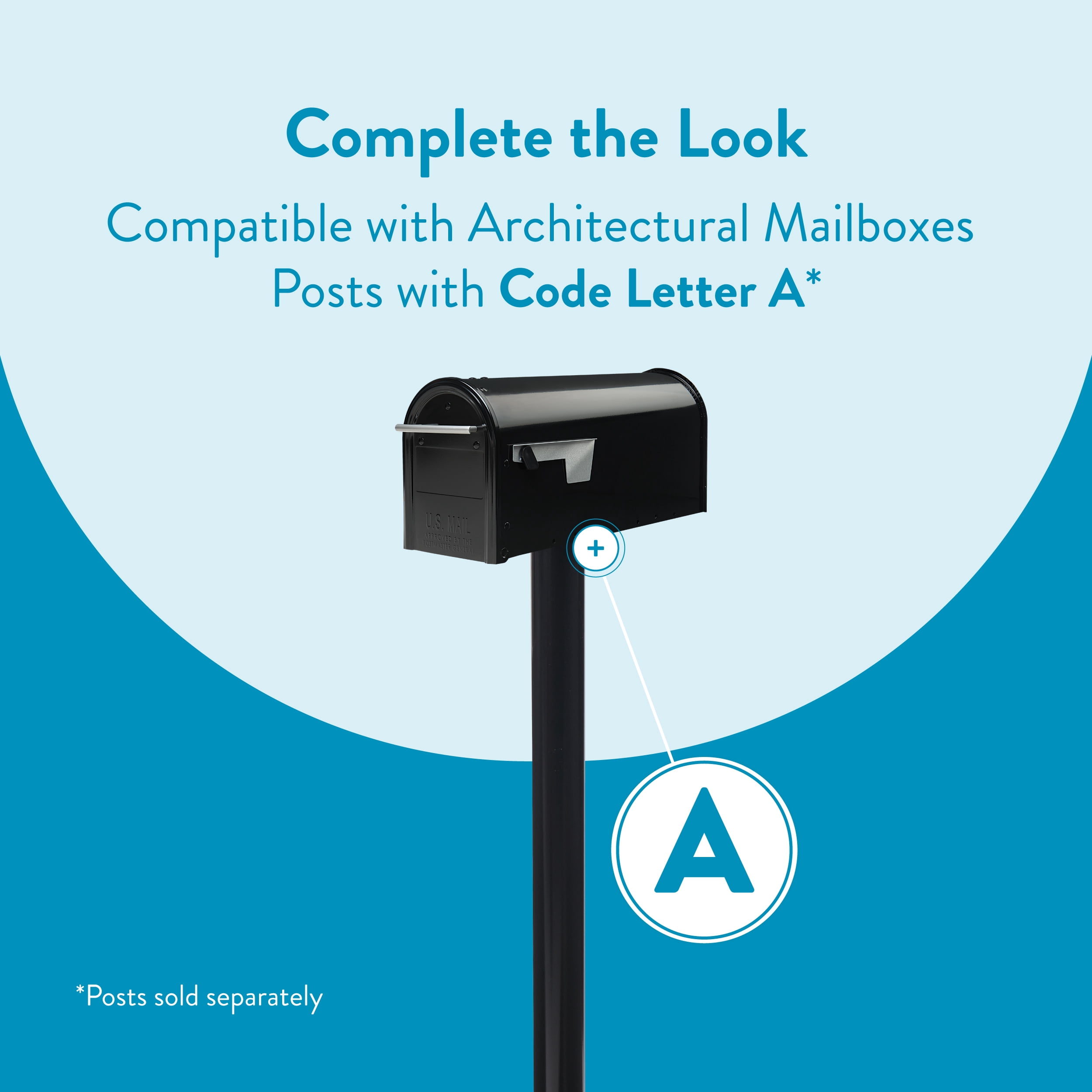 Architectural Mailboxes Franklin Galvanized Steel, Medium, Post-Mount Mailbox in Black