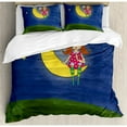 thumbnail image 3 of Kids Duvet Cover Set Twin Size, Cartoon Cute Girl with Pigtails on Moon Stars Motivational Quote Artwork Doodle Style, Decorative 2 Piece Bedding Set with 1 Pillow Sham, Multicolor, by Ambesonne, 3 of 3