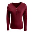 thumbnail image 3 of RXMEKW Long Sleeve V-Neck Base Layer Shirt For Women, Casual Solid Color Polyester Top, 3 of 8