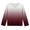 thumbnail image 4 of Ugoldhm Girls Fall Tops V Neck Gradient Long Sleeve Shirts Tunic Loose Fit Tees Sizes 3-13, 4 of 8
