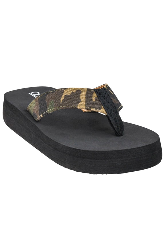 Corkys Womens Overboard Flip Flop Sandals, Camo (9)