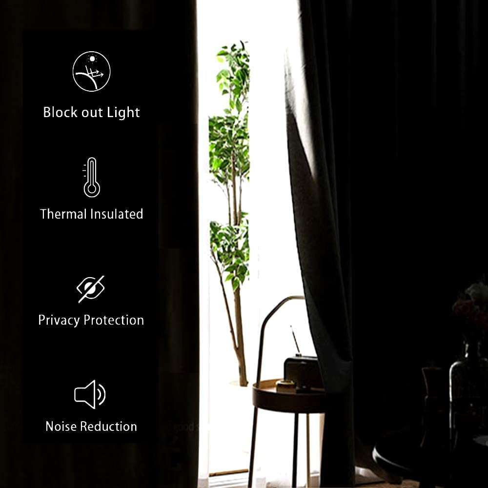 JIUZHEN Super Soft Grey Velvet Curtains 120 inch, Room Darkening Smooth Hand-Feeling Durable Curtains Thermal Insulated Privacy Protection for Parlor Living Room/Bedroom, 2 Panel with Tiebacks