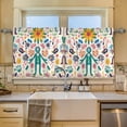thumbnail image 2 of Yayeee Kitchen Curtains Tier Set of 2 Light Filtering 57"x36" Over Sink Window Panels, Abstract Floral, 2 of 7