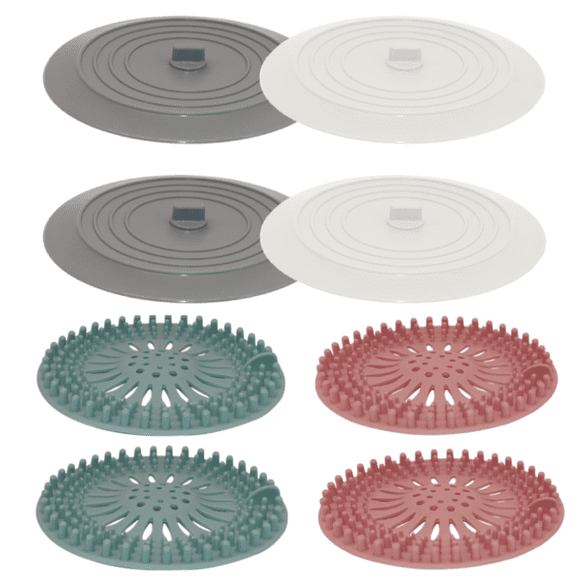 Hair Drain Catcher,Round Drain Cover for Shower Silicone Hair Stopper with Suction Cup,Easy to Install Suit for Bathroom,Bathtub,Kitchen 4 Pack