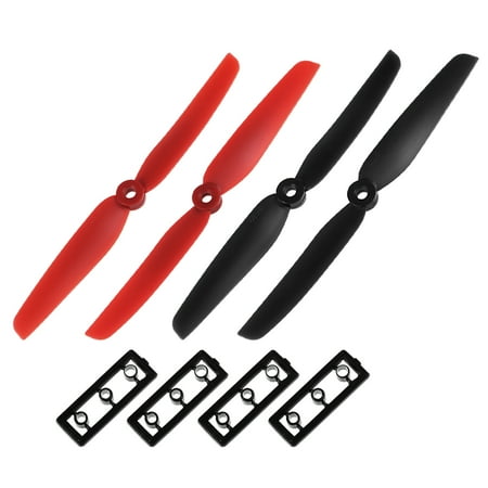RC Propellers 6030 6x3 Inch CW CCW 2-Vane for RC Quadcopter Hexacopter Multirotor Black Red 2 Pair with Adapter Rings