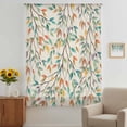 thumbnail image 2 of Teal Orange Eucalyptus Sheer Curtains 63 Inches Long, Spring Botanical Leaves Light Filering Curtains, Breathable Simi Curtain Privacy Drapes for Living Room Bedroom Lightweight Window Treatment, 2 of 9