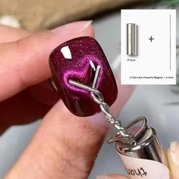 Imán de ojo de gato en forma de corazón, juego de imanes de uñas de ojo de gato en forma de Y, imán con patrón de amor adecuado para herramientas magnéticas de pulido de Gel DIY