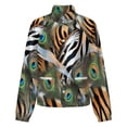 thumbnail image 5 of Jackets for Women Winter Coat Jackets Flannel Stand Collar Jacket(Peacock Zebra Vibrant Feathers Pattern,Size:S-4XL), 5 of 7