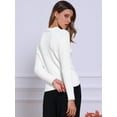 thumbnail image 3 of DARING DIVA Fall Sweaters Collared V Neck Cable Knit Pullover Tops S White, 3 of 6