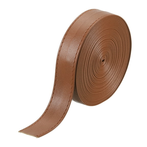 197 Inches Double Sided PU Leather Strap, 0.79 Inches Wide Flat Leather Strips Cord String for Clothing Bag DIY Craft Making (Reddish Brown)