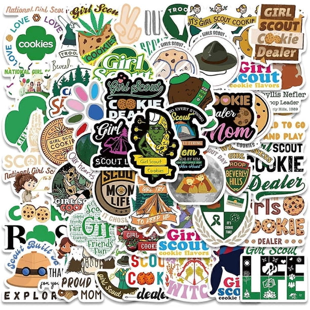 100Pcs Girl Scout Sticker Waterproof PVC Girl Scout Sticker Set Girl Scout Water Bottle Sticker Bicycle Motorcycle Skateboard