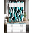 thumbnail image 6 of No Hook Cloth Fabric Shower Curtain with Snap in Liner, Aqua Stripe Waterproof Shower Curtains Set with See Through Top Window, Ombre Grey Moire Geometric Modern Abstract Bath Curtains Shower 60"x72", 6 of 6