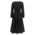 thumbnail image 7 of Hvot&aat Women's Elegant V Neck Midi Dress with Belt 2025 Fall Long Sleeve Evening Party Cocktail Dresses for Wedding Guests, 7 of 7