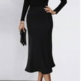 thumbnail image 2 of Easter Carnival Elegant Satin Maxi Skirt High Waist Evening Party Dress With Side Slit Long Summer Casual Wear, 2 of 9