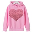 thumbnail image 5 of Girls Pink Sequin Heart Hoodie Oversized, Sparkly Pullover No Drawstring for Teens, Soft Polyester Casual Hoodie, Youth Sizes 100-160,Size 5 T, 5 of 8