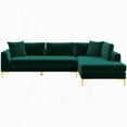thumbnail image 3 of Modern Velvet L-Shaped Sectional Sofa 220×80×75cm Right Facing, 3 of 5