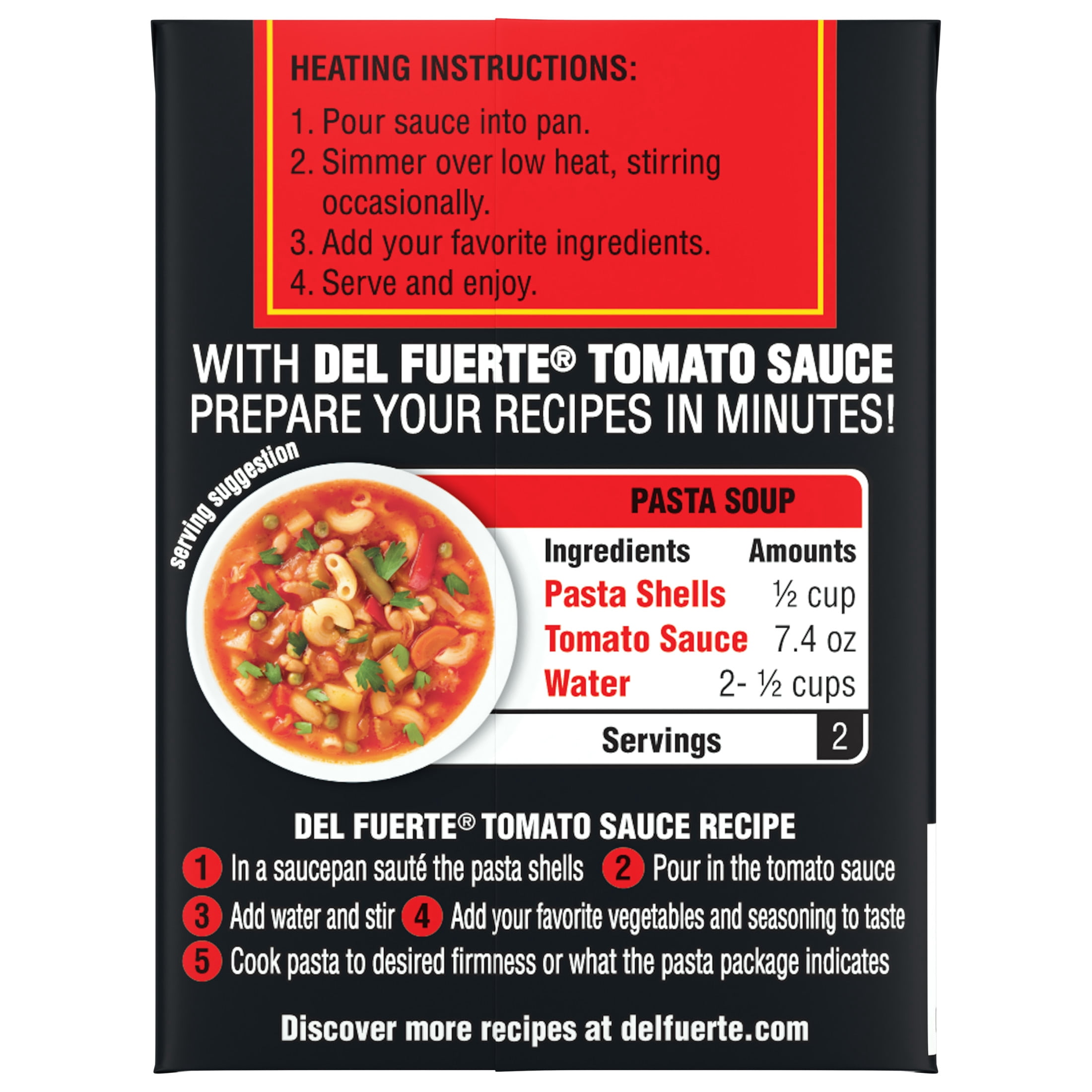 DEL FUERTE Seasoned Tomato Sauce, Shelf-Stable, 7.4 oz Plastic Box
