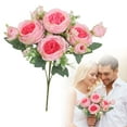 thumbnail image 2 of Jkkant 5-Head Artificial Roses Bouquet, Realistic Rose Bunch for Wedding & Home Table Centerpieces, 2 of 5