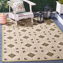 Safavieh Courtyard Adam Geometric Indoor/Outdoor Area Rug, Beige/Sweet Pea, 5'3" x 7'7"