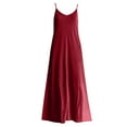 thumbnail image 3 of Women Dresses Sling Solid Sexy Sleeveless Fashion Dresses Fashion Dresses Red Trendy Skirt Size L, 3 of 4