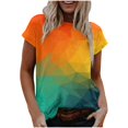 thumbnail image 3 of CHOK Vêtements pour Femmes Liquidation Mode Femme Blouse à Col Rond Imprimé Manches Courtes T-Shirt Hauts d'Été, 3 of 6