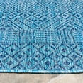 thumbnail image 3 of SAFAVIEH Courtyard Evander Geometric Indoor/Outdoor Area Rug, Aqua/Navy, 6'7" x 6'7" Round, 3 of 9
