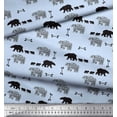 thumbnail image 3 of Soimoi Blue Silk Fabric Bear & Text Printed Craft Fabric by the Yard 42 Inch Wide, 3 of 3
