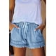 thumbnail image 5 of Pantalones cortos ligeros para mujer, informales, holgados, a la moda, con cordón en la cintura, cómodos, azul claro, 2XL TUNC Sencillez, 5 of 5