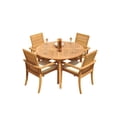 thumbnail image 5 of 5-Piece Teak Dining Set: 48" Round Table + 4 Algrave Stacking Arm Chairs, 5 of 9
