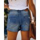 thumbnail image 4 of Pantalones cortos KISSMODA de mezclilla para mujer, talle alto, azul rasgado, 4 of 4