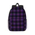 thumbnail image 1 of Easygdp Purple Black Plaid Mochila Ligera de 15 Pulgadas para Estudiantes, Mochila Cómoda para la Escuela y Viajes, Correas Ajustables, 1 of 6
