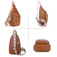 thumbnail image 6 of BadPiggies Women's Leather Sling Bag Travel Small Crossbody Bags Vegan Leather Fanny Pack Chest Bag (Khaki), 6 of 8