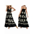thumbnail image 2 of Summer Dress Casual Womens Boho Dress Sleeveless Printed Long Tiered Maxi Dress Beach Dress 2025 Black S, 2 of 5