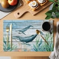 thumbnail image 2 of Coastal Whale Placemats Set of 4, Farmhouse Nautical Marine Life Starfish Placemats for Dining Table, Place Mats for Kitchen Tabletop, Waterproof Wipeable Dining Table Mats Set, 2 of 9