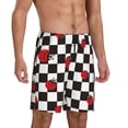thumbnail image 2 of Fotbe Ladybugs Of Black And White Checkers Pantalones Cortos de Pijama para Hombre, Ropa de Dormir, Pantalones de Pijama Cortos para Hombre-XX-Large, 2 of 6