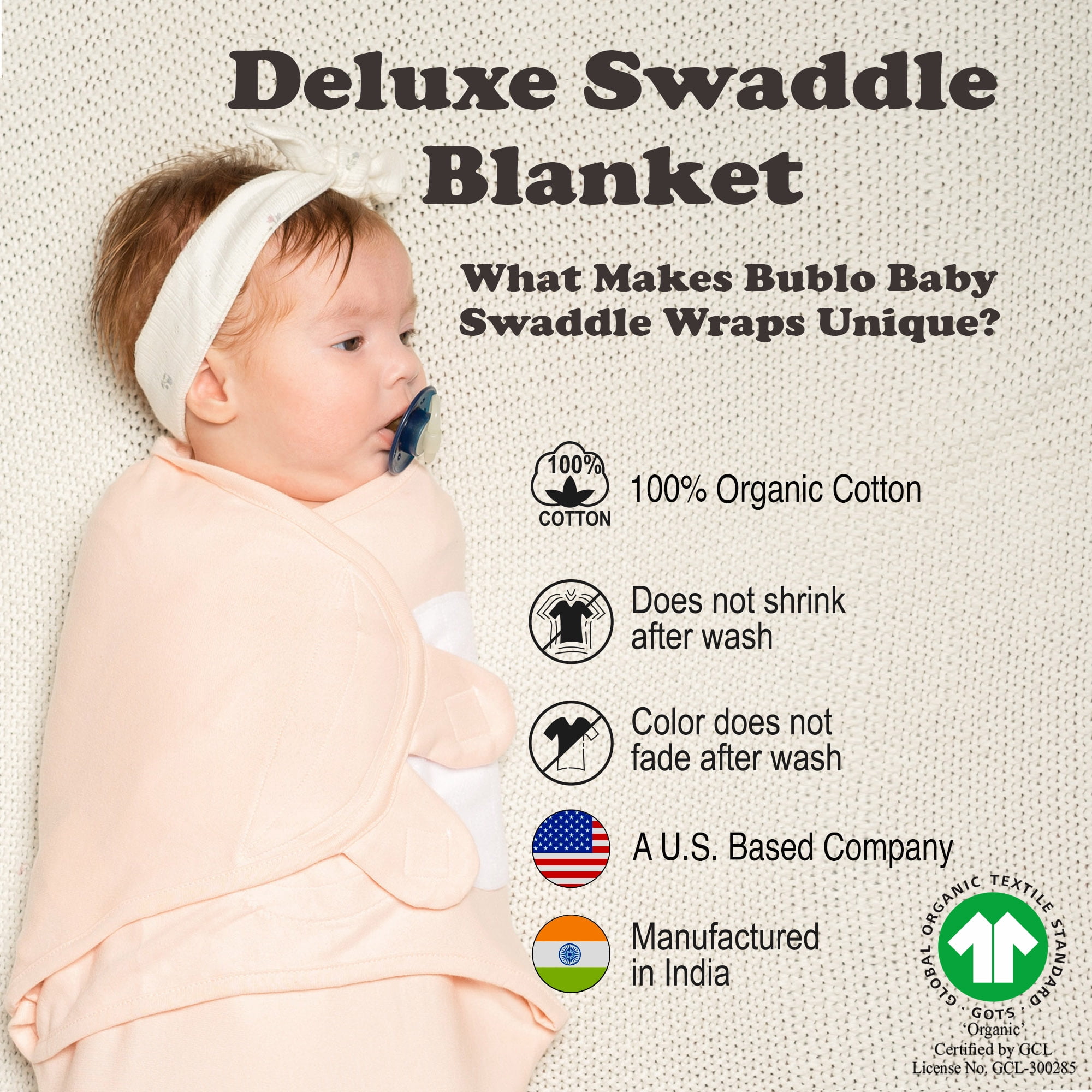 Bublo Baby Swaddles for Newborns - 3 Pack Organic Baby Swaddles for 0-3 Months - Baby Swaddle Sleep Sack - Infant Sleeping Swaddle sack – Adjustable Swaddle Blanket Wrap Girl