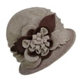 thumbnail image 2 of Summer Hats for Women Women Floral Wool Cloche Hat 1920S Vintage Winter Hat Brown One Size, 2 of 3