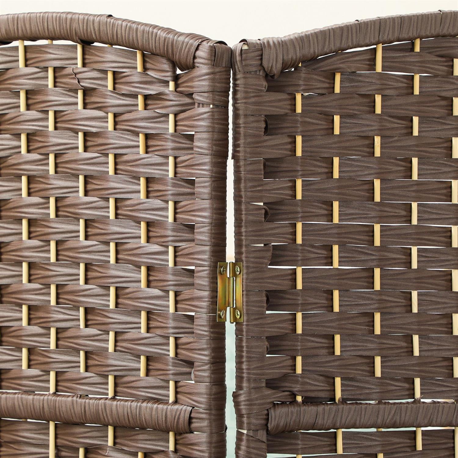 Demi Bonn 4 Panel Folding Room Divider Screen, 6' Tall Freestanding Privacy Screen, Wood Partition for Home Office Spaces, Brown