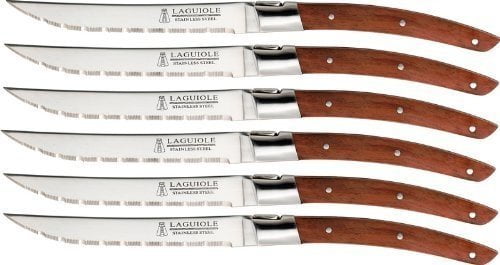 LAGUIOLE set of 8 stainless steel steak knives and parka wood handles