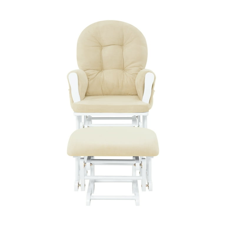 Nursery Glider Ottoman Sets Reclining Swivel Glider Rocker with Ottoman Nursery Rocking Chair for Baby Room Upholstered Nursery Recliner Glider with Ottoman Padded Arms Cream White Walmart