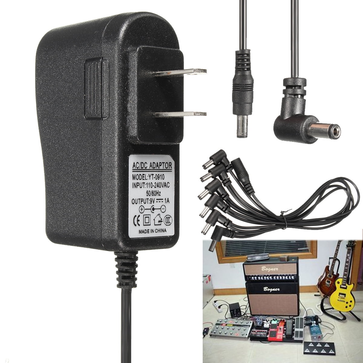 9V DC 1A Guitar Effect Pedal Power Supply Adapter + 6 Way Chain Cable Black Walmart Canada