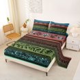 thumbnail image 2 of Homewish Bohemian Flowers Queen Sheets,Geometric Stripes Queen Sheet Sets,Blue,4pcs,1 Flat Sheet, 1 Fitted Sheet and 2 Pillowcases, 2 of 6