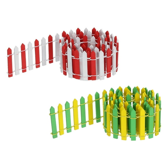 Uxcell 2pcs 35 Inch Miniature Garden Fence, Mini Ornament Wood Picket Fence Light Green Yellow, Red White